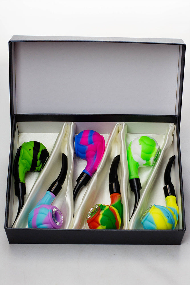 Sherlock Silicone pipe in display with glass bowl-WP139 - Display of 6