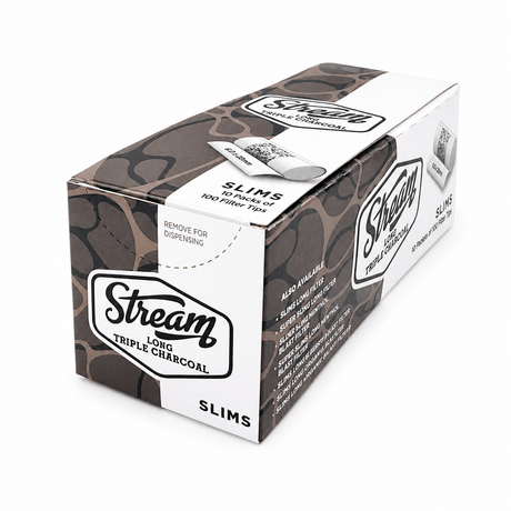 STREAM Filter Tip STREAM | Slims Long Triple Charcoal RYO Filters Display Carton - 10 Bags (Charcoal Type) STREAM | Slims Long Triple Charcoal RYO Filters Display Carton - 10 Bags (Charcoal Type)