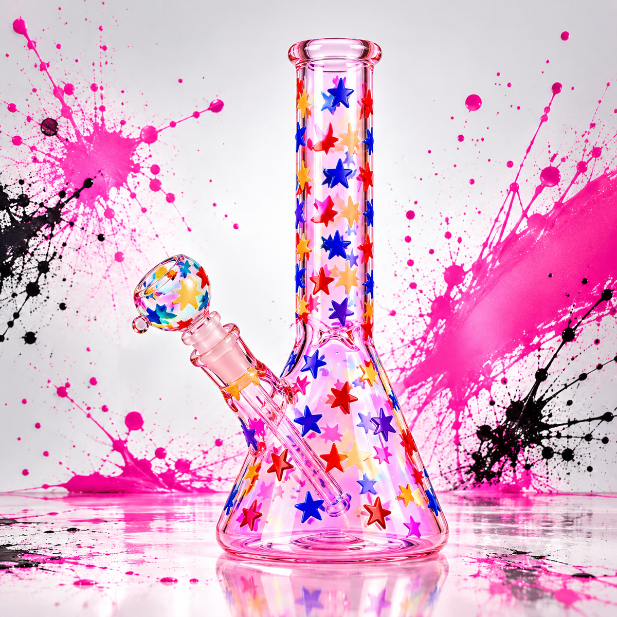 Bong en verre lune et étoile phosphorescentes de 25 cm