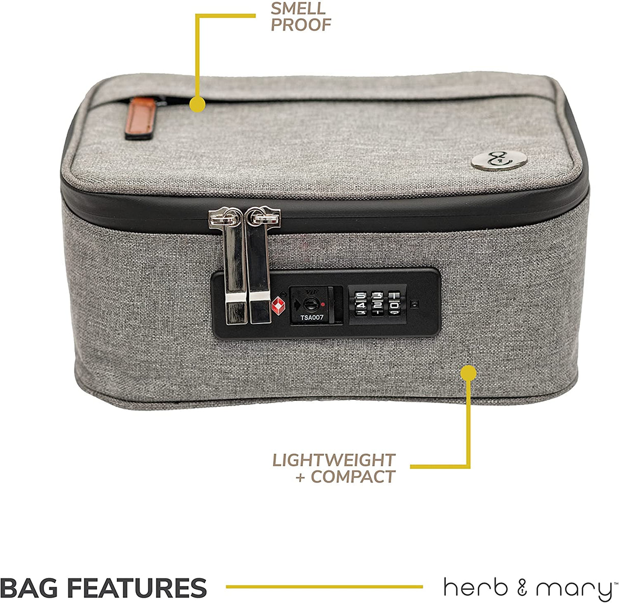 Herb & Mary | Smell Proof Accessories Storage Stash Case w/Integrated Combo Lock (Medium)