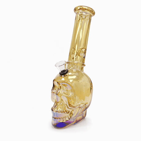 ONE Glass Bong 8" Skull Straight Tube Borosilicate Glass Bong 8" Metallic Skull Glass Bong | Canada Option 2: Skull Straight Tube Bong - 8" Borosilicate Glass