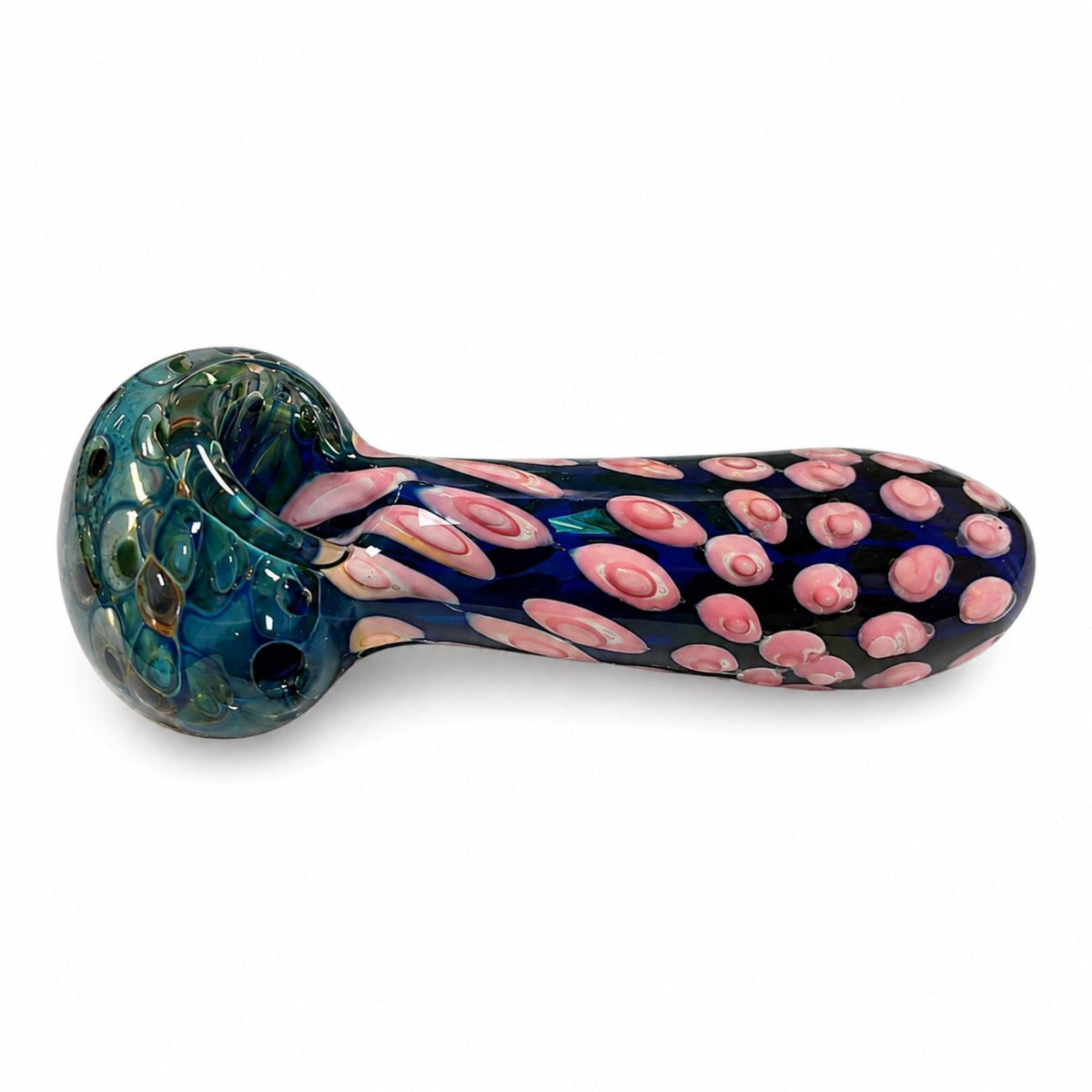Pipe en verre de 5 po, décor toile d'araignée bleue