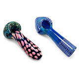 Pipe en verre de 5 po, décor toile d'araignée bleue