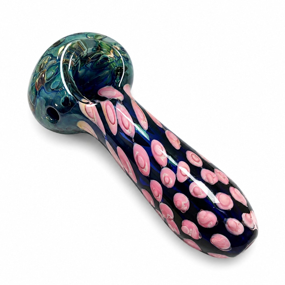 Pipe en verre de 5 po, décor toile d'araignée bleue
