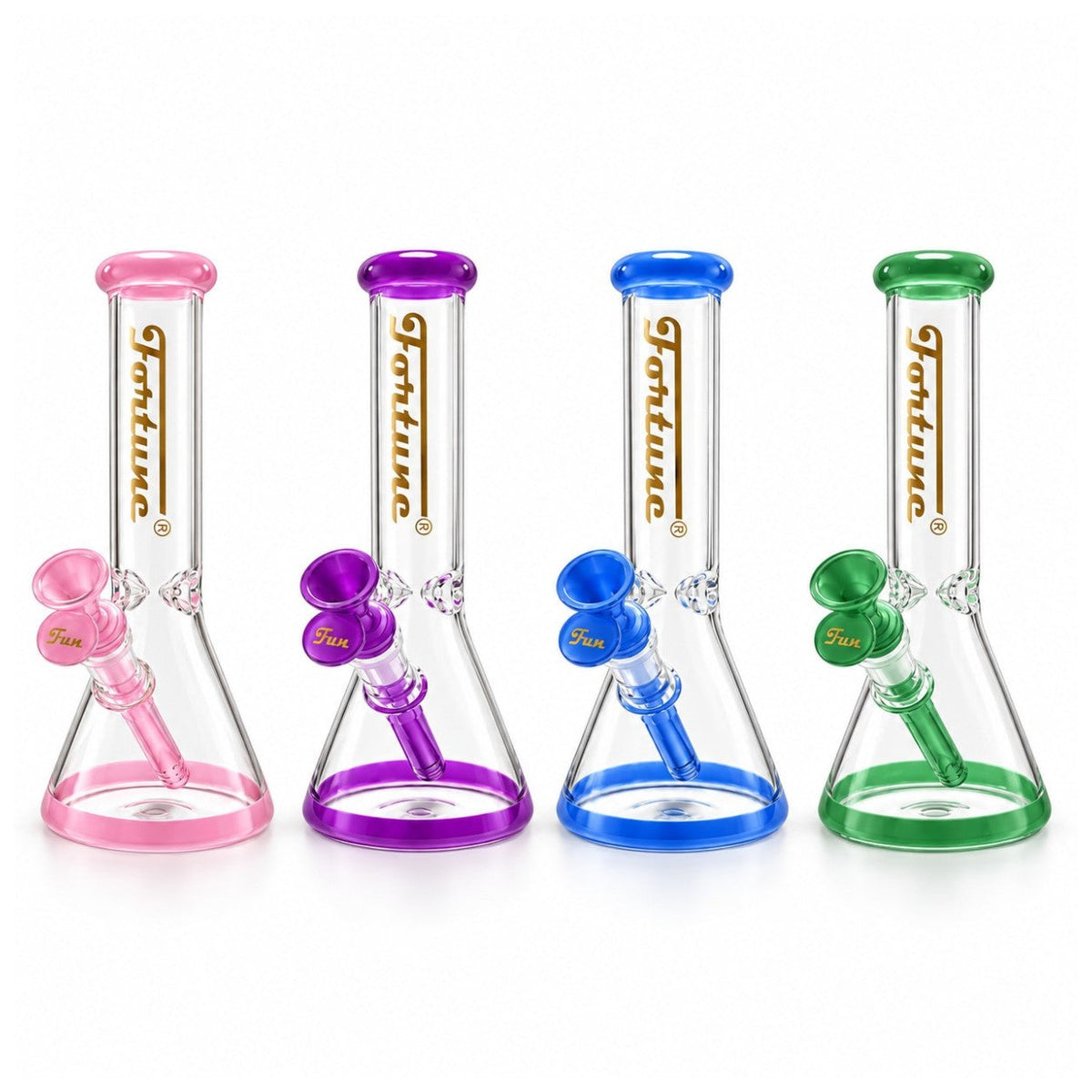 Fortune 10" Color Accent Beaker Bong – 5mm Glass