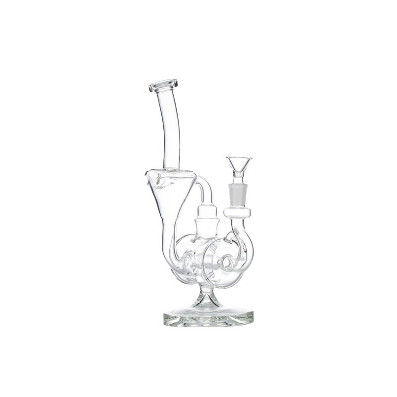 11" Clear Recycler Glass Bong with Inline Diffuser
