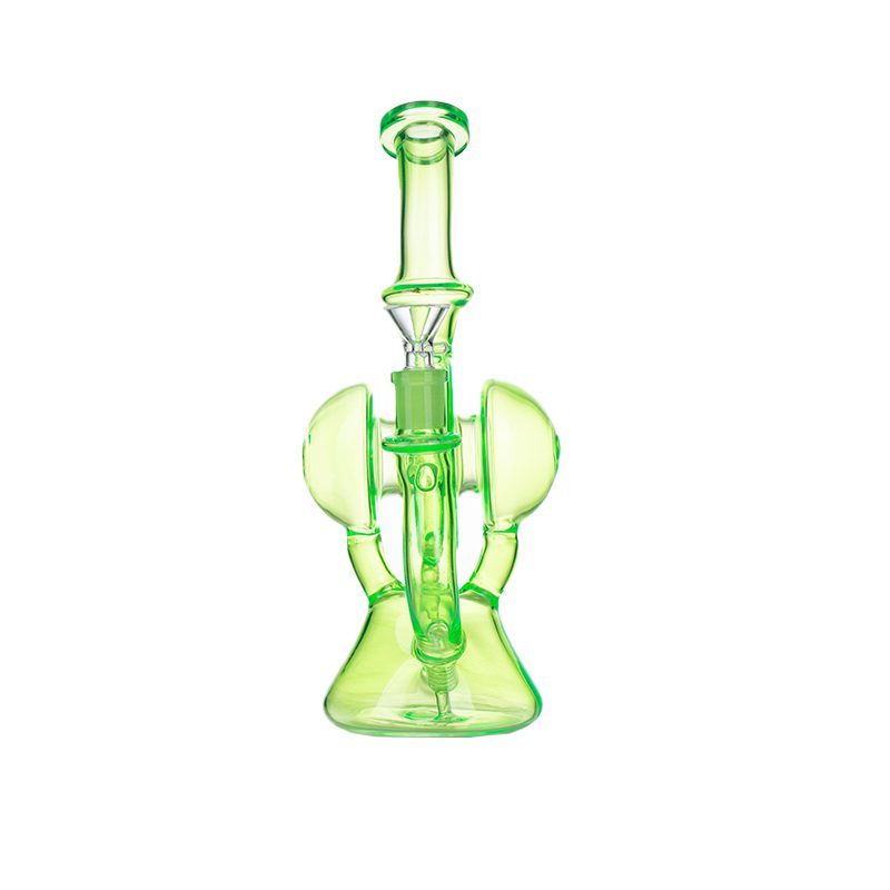 11" Slim Green Recycler Glass Bong