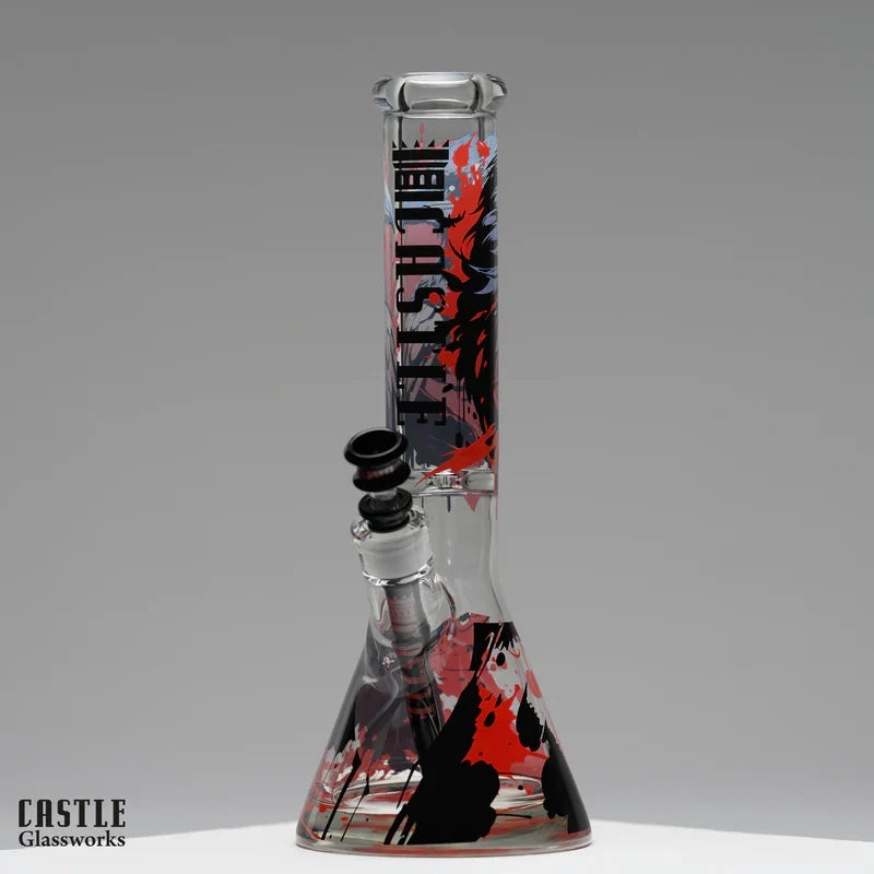 Castle Glassworks Raven 14" 9 mm Beaker Bong with 15 mm Base