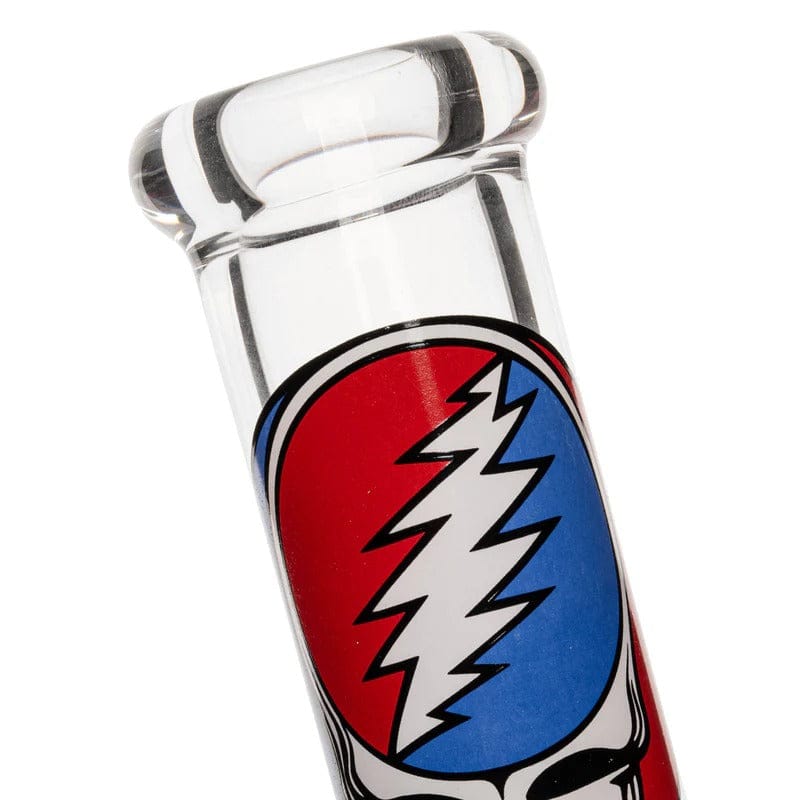 West Coast Gifts Glass Bong Grateful Dead | 10" Tall Steal Your Face Beaker Base Water Pipe W/Silicone Base Grateful Dead | 10" Tall Steal Your Face Beaker Base Water Pipe W/Silicone Base