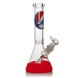 West Coast Gifts Glass Bong Grateful Dead | 10" Tall Steal Your Face Beaker Base Water Pipe W/Silicone Base Grateful Dead | 10" Tall Steal Your Face Beaker Base Water Pipe W/Silicone Base