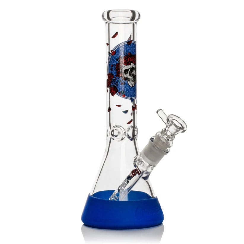 West Coast Gifts Glass Bong Grateful Dead | 10" Tall Bertha Beaker Base Water Pipe W/Silicone Base Grateful Dead | 10" Tall Bertha Beaker Base Water Pipe W/Silicone Base