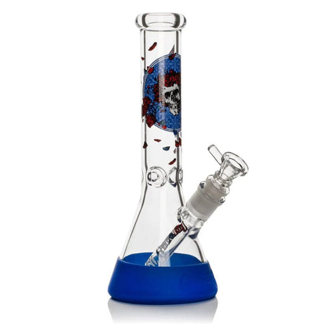 West Coast Gifts Glass Bong Grateful Dead | 10" Tall Bertha Beaker Base Water Pipe W/Silicone Base Grateful Dead | 10" Tall Bertha Beaker Base Water Pipe W/Silicone Base