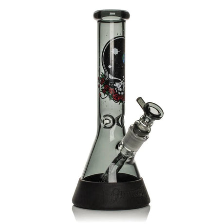 West Coast Gifts Glass Bong Grateful Dead | 10" Tall Space Your Face Beaker Base Water Pipe W/Silicone Base Grateful Dead | 10" Tall Space Your Face Beaker Base Water Pipe W/Silicone Base