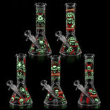 10" Glow-in-the-Dark Skull Graphic Beaker Bong