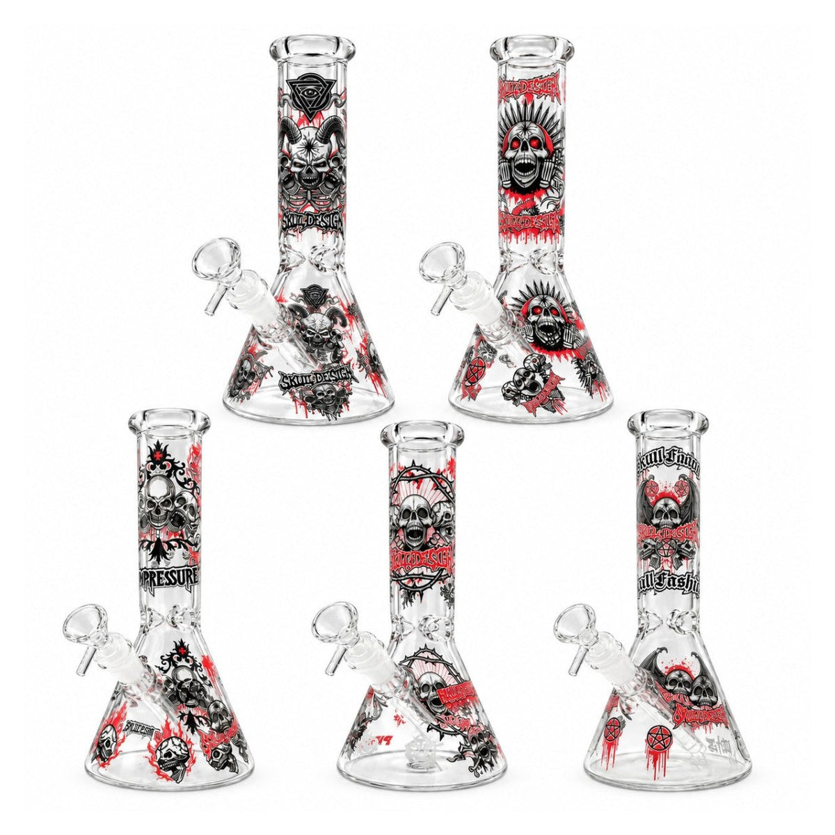 10" Glow-in-the-Dark Skull Graphic Beaker Bong
