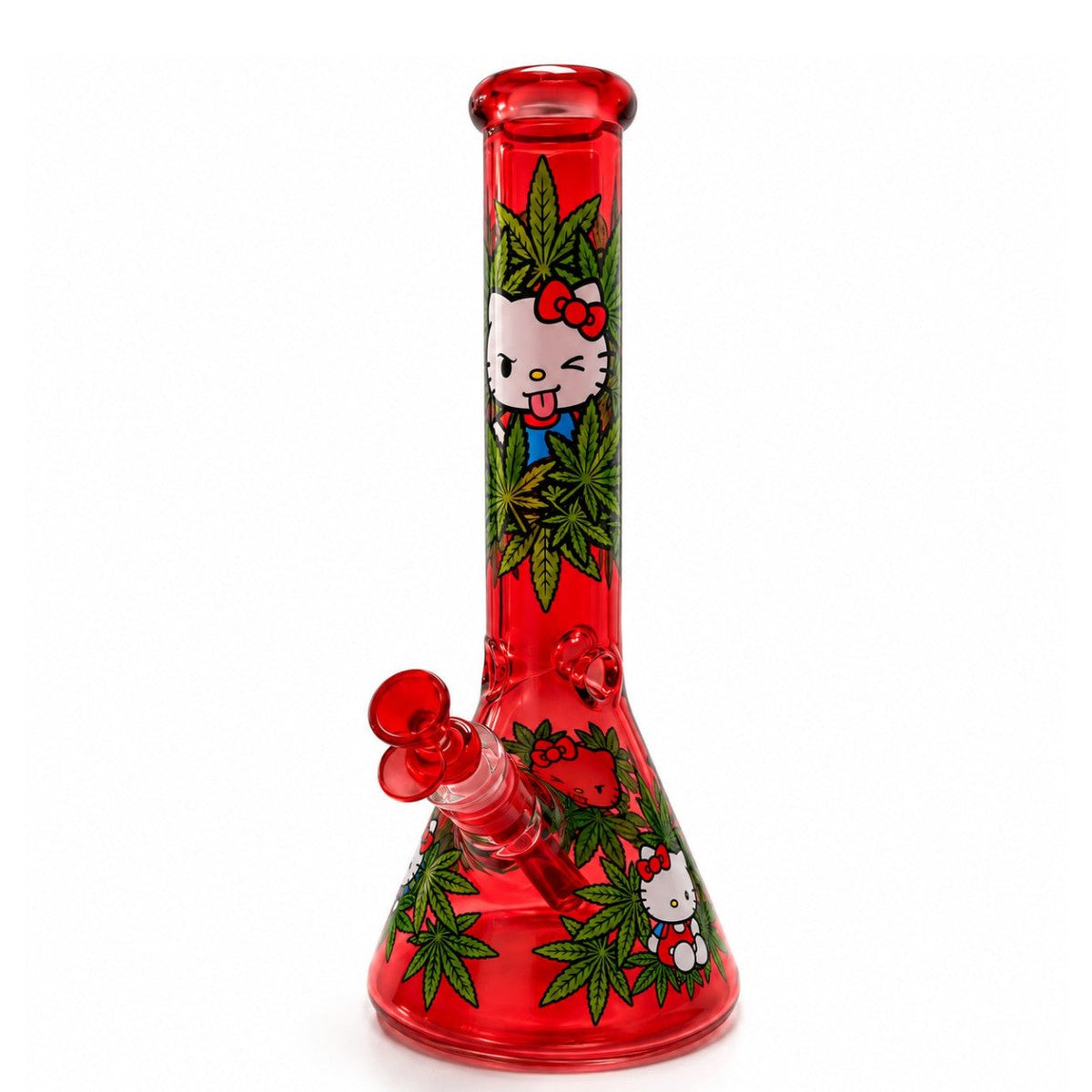 14" Character & Leaf Pattern Beaker Bong – 7mm Glass