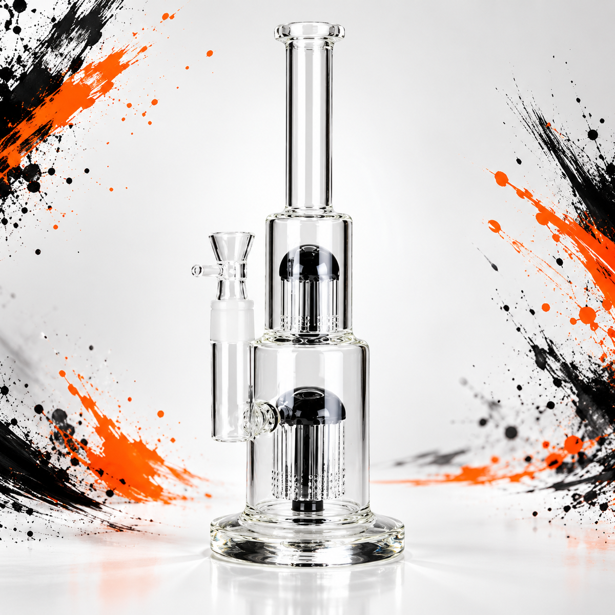 Tree Glass 15" Double Tree Cake Bong with Glass Banger