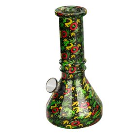 6 inch Vivid Vault Beaker Mini Glass Bong with colourful artwork