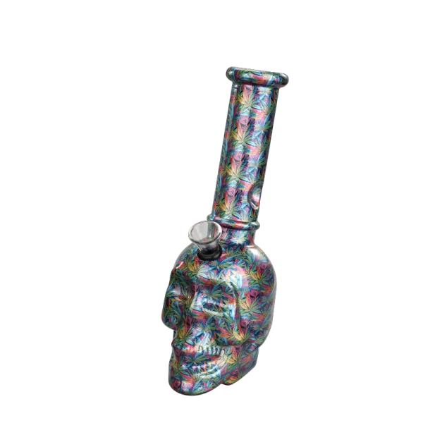 8" Skull-Themed Mini Glass Water Pipe