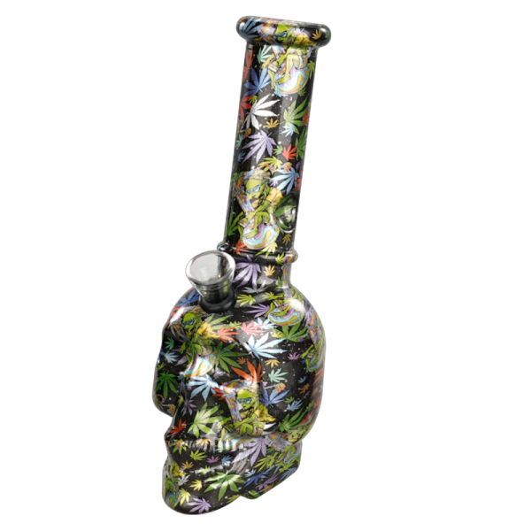 8" Skull-Themed Mini Glass Water Pipe