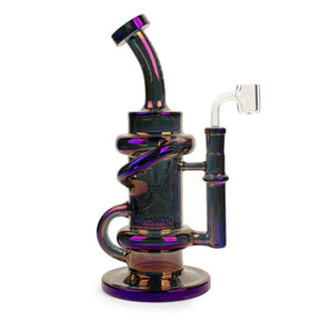 West Coast Gifts Glass Rig Red Eye Tek | 9.5" Tall Blue Metallic Terminator Finish Glitch Klein Recycler Rig Red Eye Tek | 9.5" Tall Blue Metallic Terminator Finish Glitch Klein Recycler Rig