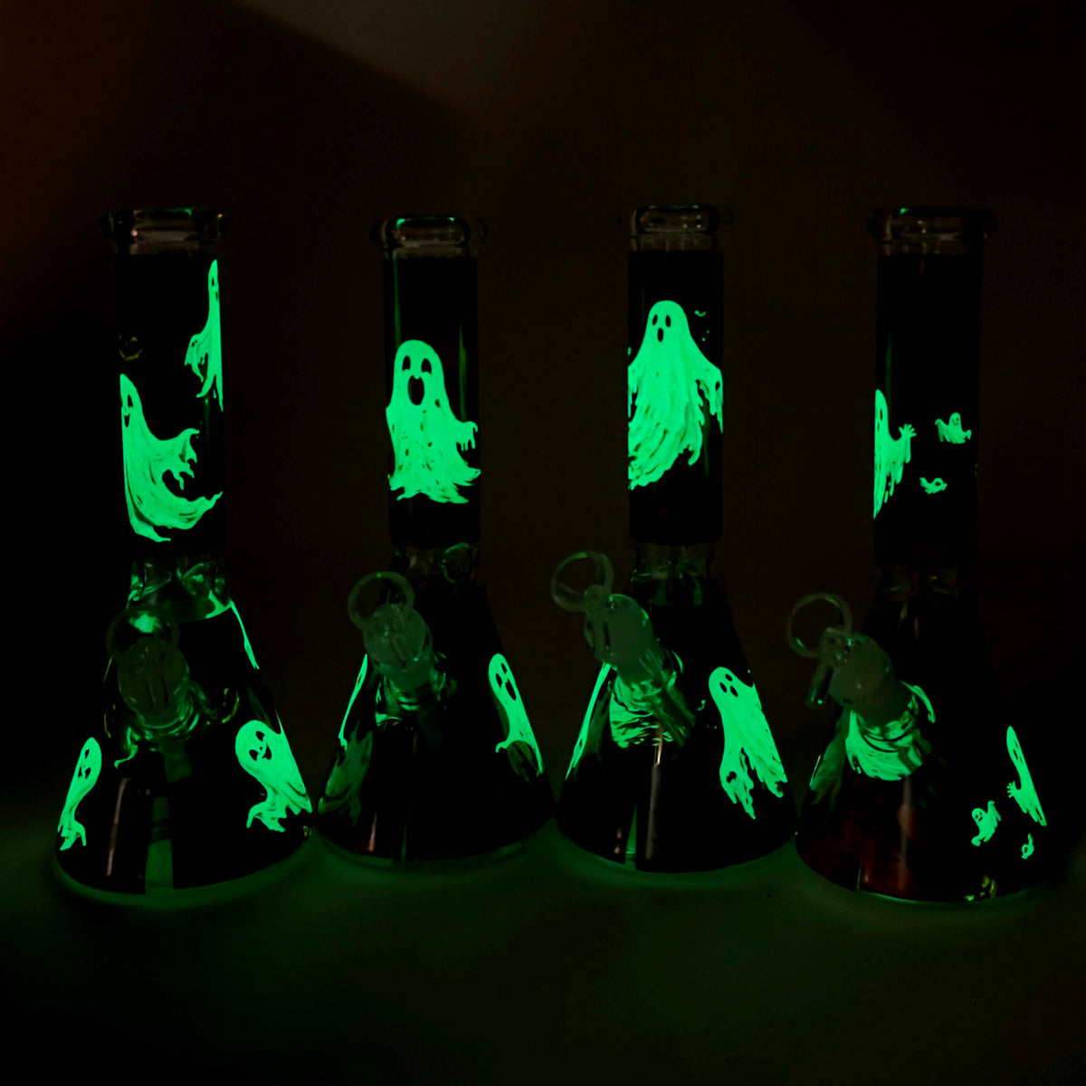 10-Inch Cute Ghost Glow-in-the-Dark Glass Beaker Bong