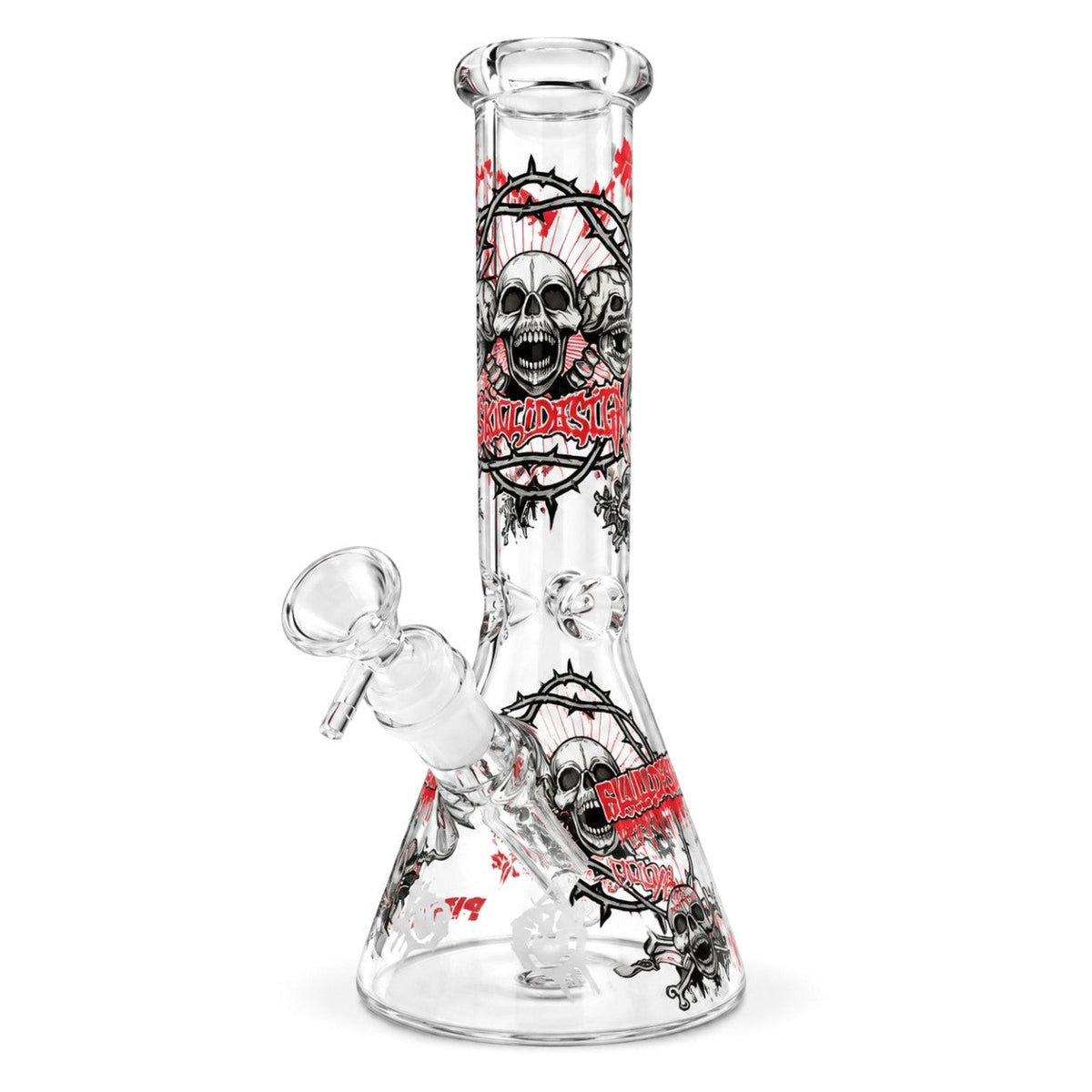 10" Glow-in-the-Dark Skull Graphic Beaker Bong