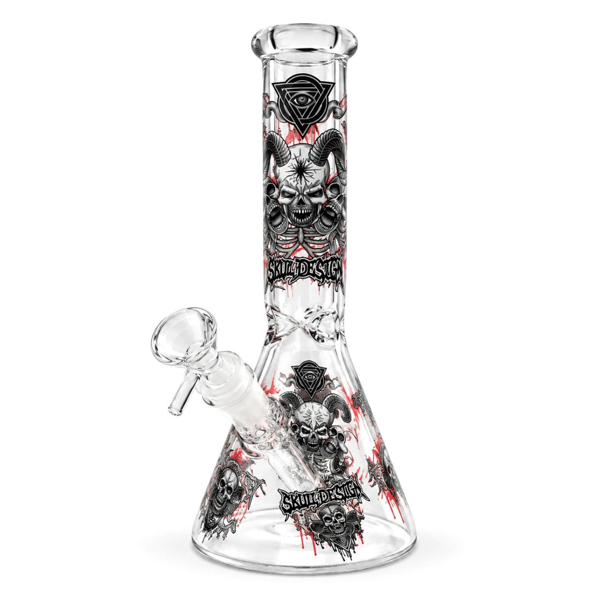 10" Glow-in-the-Dark Skull Graphic Beaker Bong
