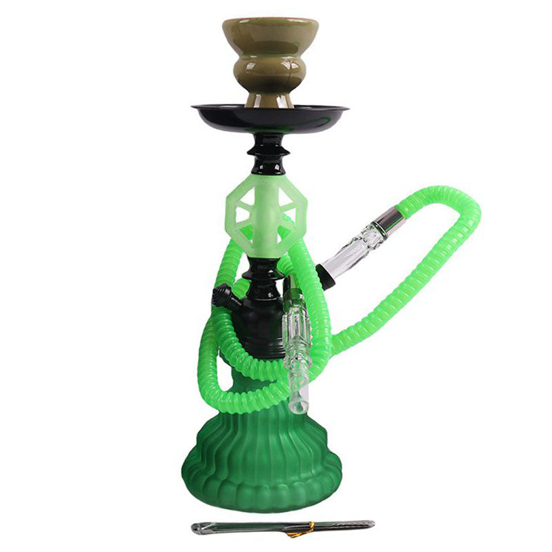 12" HEX Shape Green Single-Hose Hookah