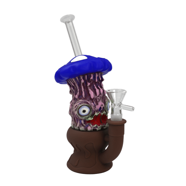 8" Enameled Mushroom Glass Bong