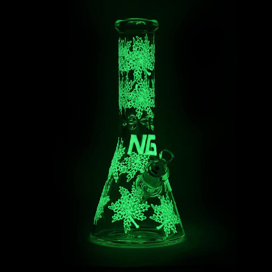 High-End Brands Glass Glass Bong NG-13 inch 7mm Glow-In-The-Dark Leaves [ST011] NG-13 inch 7mm Glow-In-The-Dark Leaves [ST011]
