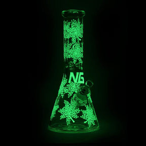 High-End Brands Glass Glass Bong NG-13 inch 7mm Glow-In-The-Dark Leaves [ST011] NG-13 inch 7mm Glow-In-The-Dark Leaves [ST011]