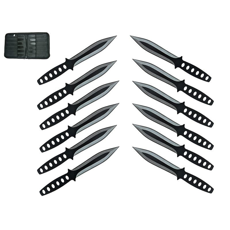 6″ Throwing Knives 12 Pcs Set – Black [T00045BK-12]
