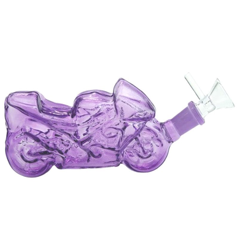 Canadian Distributor Glass Bong 7″ Purple Heavy Bike Soft Glass Bong [TX217] 7″ Purple Heavy Bike Soft Glass Bong [TX217]