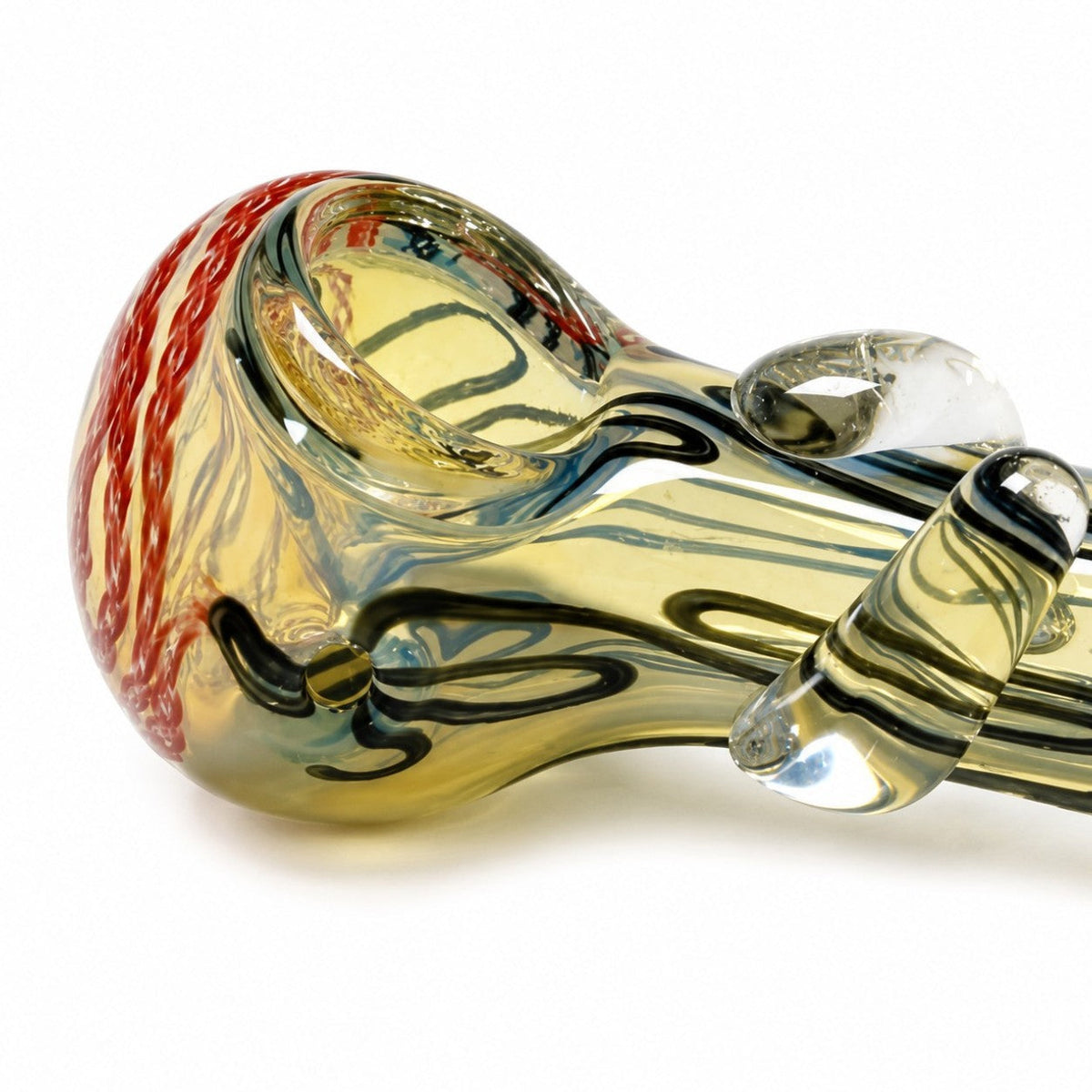 Pipe en verre de 10 cm avec décorations "Wig Wag" et accents en corne