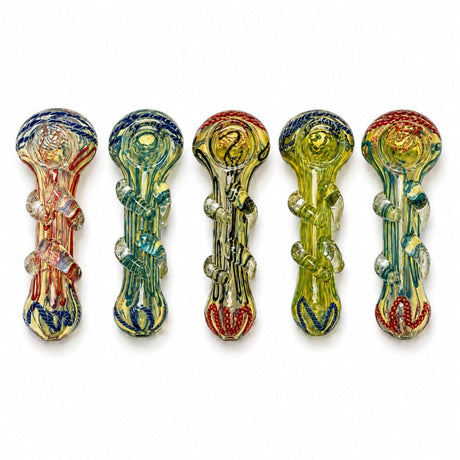 Super Supplys Inc Glass Hand Pipe 4" Wig Wag Glass Hand Pipe with Horn Accents 4" Wig Wag Glass Hand Pipe with Horn Accents