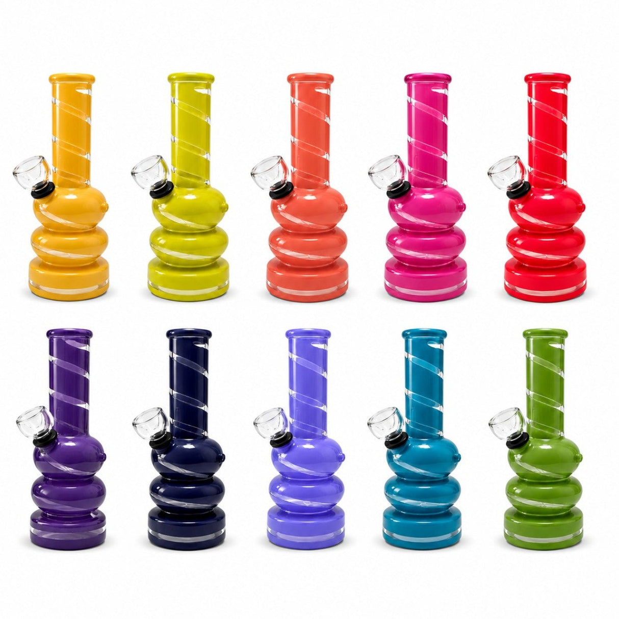 6" Coloured Glass Bubble Water Pipe