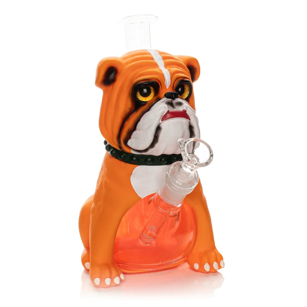 LIT Silicone 8" Bulldog Water Pipe with Glass Chamber