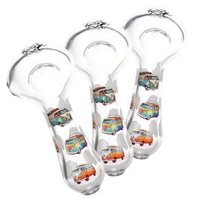 Smoking Cat Distribution(S) Glass Pipe SC Pulsar VW Bus 4.5" Glass Spoon Pipe 3 Count set SC Pulsar VW Bus 4.5" Glass Spoon Pipe 3 Count set