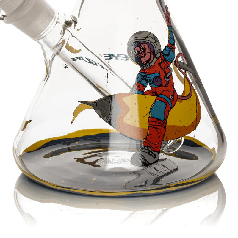 Red Eye Glass Space Monkey 12" Borosilicate Bong with Ice Catcher