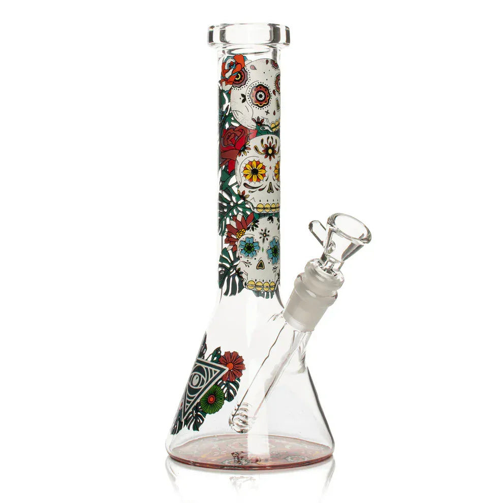 Smoking Cat Distribution Glass Bong Red Eye Glass® | 10" Sugar Skull Glow-in-the-Dark Water Pipe [REG160] Red Eye Glass® | 10" Sugar Skull Glow-in-the-Dark Water Pipe [REG160]