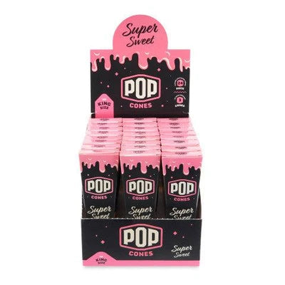 Pop Cones | Paquet de 3 cônes pré-roulés King Size avec embout aromatisé, présentoir de 24