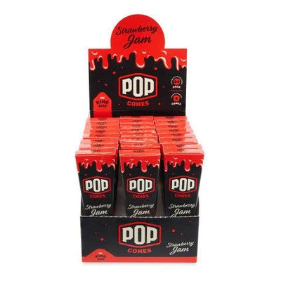 Pop Cones | Paquet de 3 cônes pré-roulés King Size avec embout aromatisé, présentoir de 24